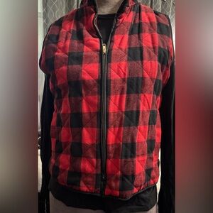 Red and Black Checkered Womens Vest
